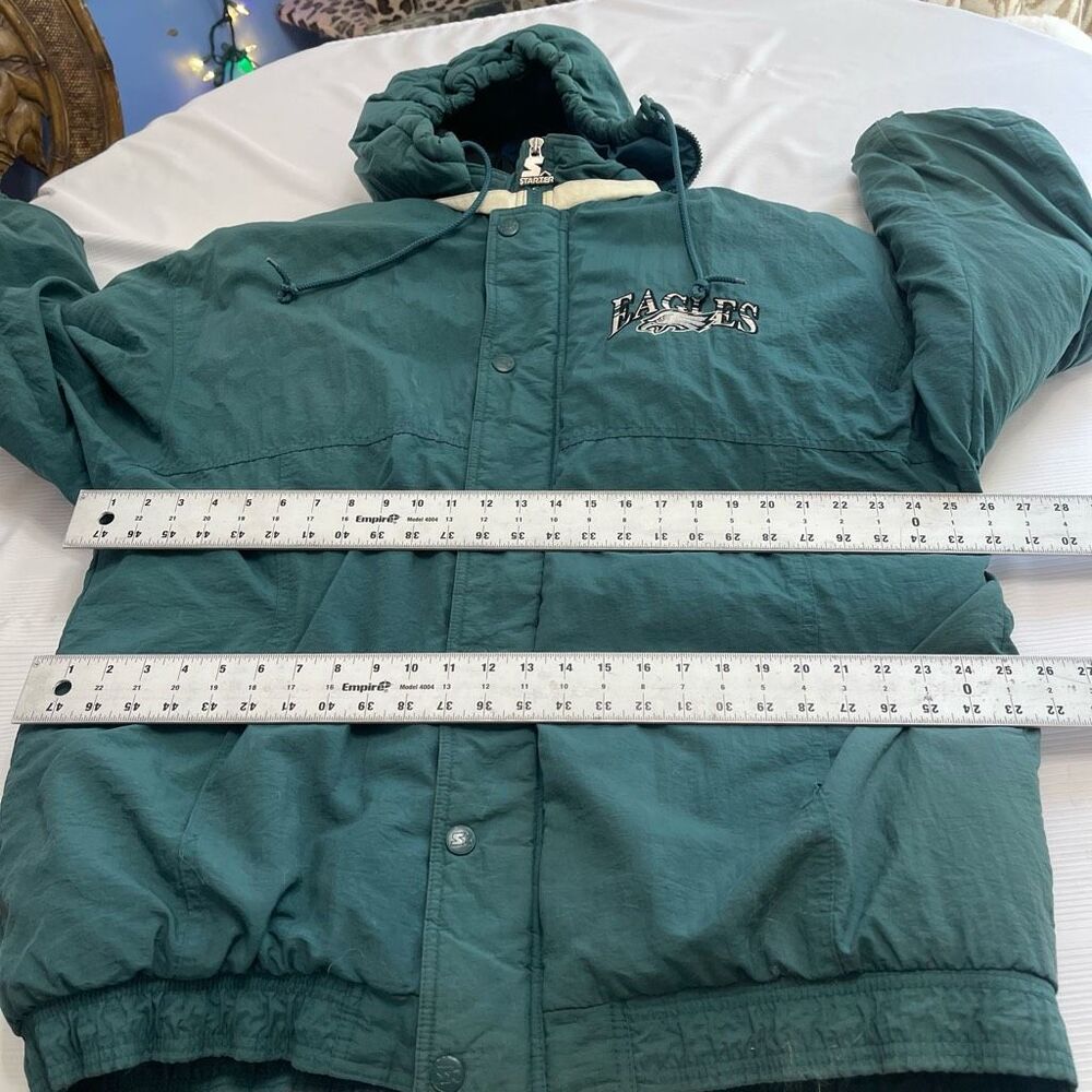 STARTER Philadelphia Eagles Dark Green Hooded Puffer Jacket with Team Logo - Picture 10 of 13